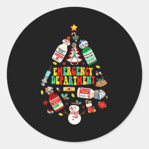 Christmas Emergency Room Er Rn Nurse Department He Classic Round Sticker