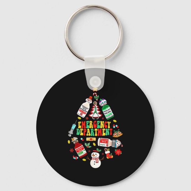 Christmas Emergency Room Er Rn Nurse Department He Keychain (Front)
