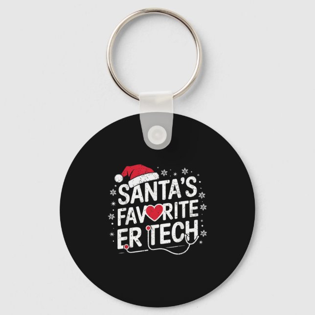 Christmas Emergency Room Technician Santa's Favori Keychain (Front)