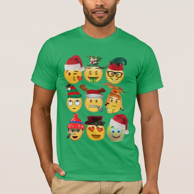 christmas emoji collection funny shirt-design T-Shirt (Front)
