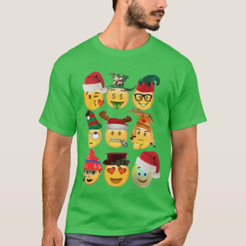 christmas emoji decoration santa funny design T_Shirt