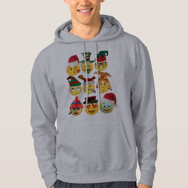 christmas emoji decorations funny men's hoodie (Front)