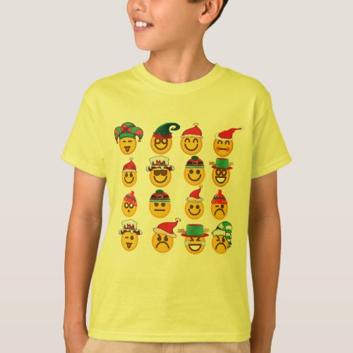 christmas emoji hat collection kids funny T_Shirt
