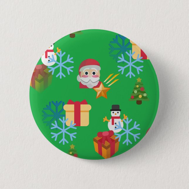 christmas emoji pinback button (Front)