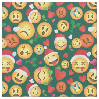 Christmas Emoji Print Fabric