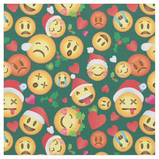 Christmas Emoji Print Fabric