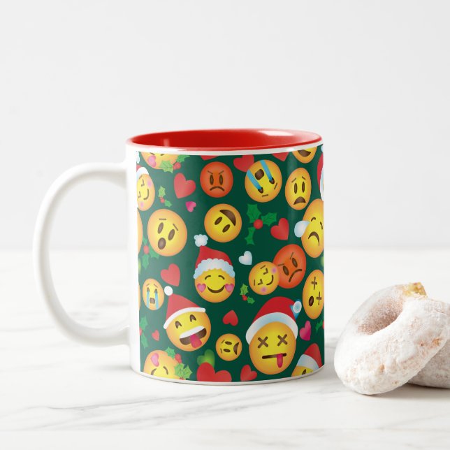 Christmas Emoji Print Mug (With Donut)