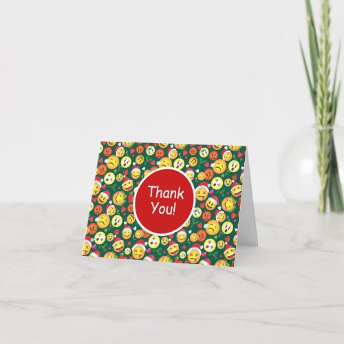 Christmas Emoji Print Thank You Card