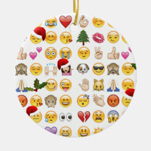 christmas emojis ceramic ornament