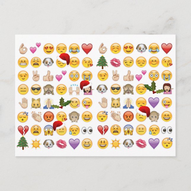 christmas emojis holiday postcard (Front)