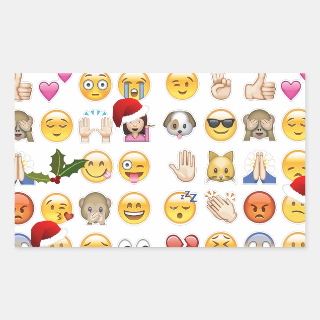 christmas emojis rectangular sticker (Front)