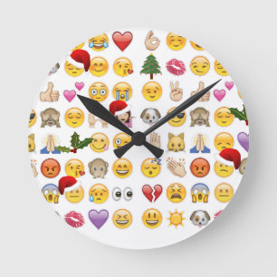 christmas emojis round clock