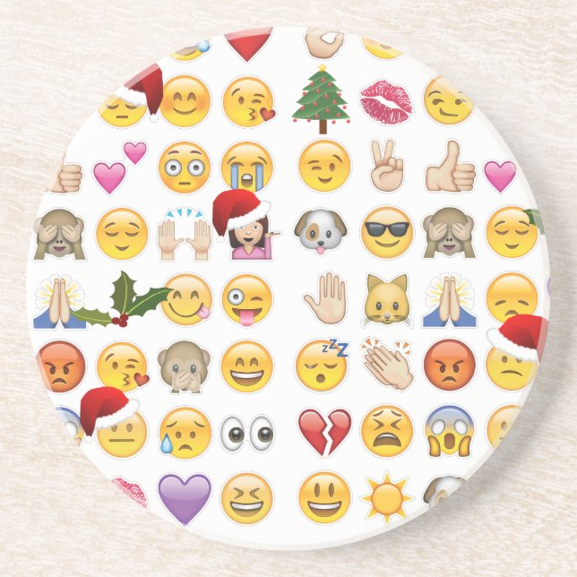 christmas emojis sandstone coaster (Front)