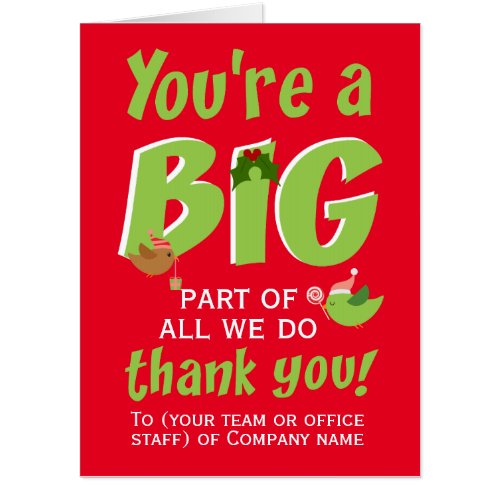 Christmas Employee Team Thank You Jumbo Card