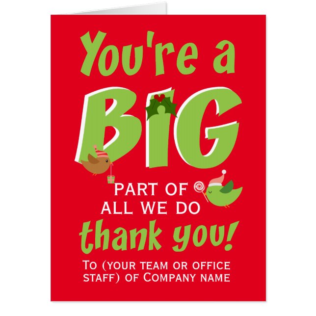 Christmas Employee Team Thank You Jumbo Card (Front)
