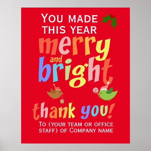 Christmas Employee Thank You Appreciation Poster