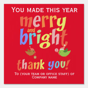 Christmas Employee Thank You Sign