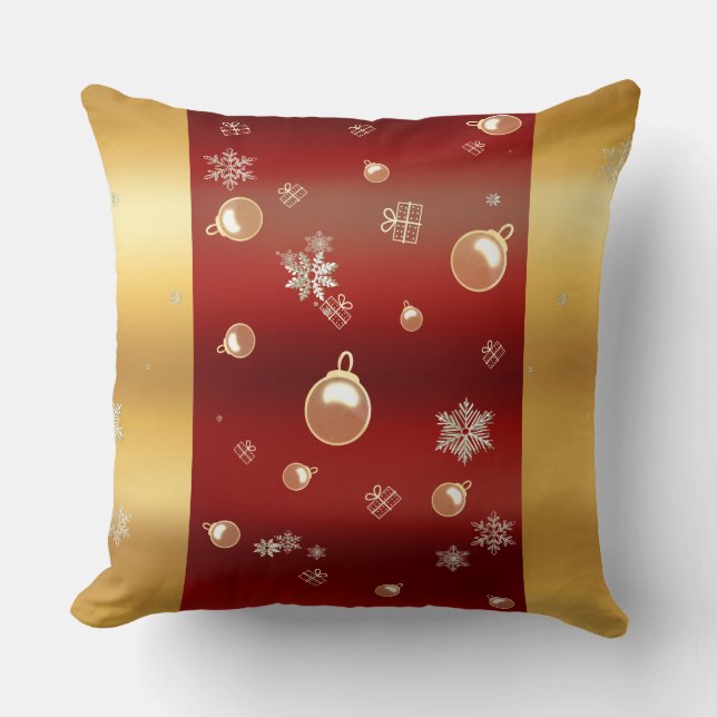 Christmas enchantment red and gold throw pillow (Front)