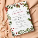 Christmas Engagement Party Greenery Invitation<br><div class="desc">Christmas Engagement Party Berries Mistletoe Invitation. Easily customize this elegant winter engagement party invite by clicking the "Personalize" button</div>