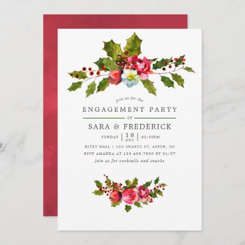 Christmas Engagement Party Holly and Ivy Invite