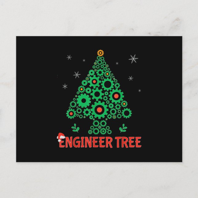 Christmas Engineer Tree Mechanical Engineering Announcement Postcard (Front)