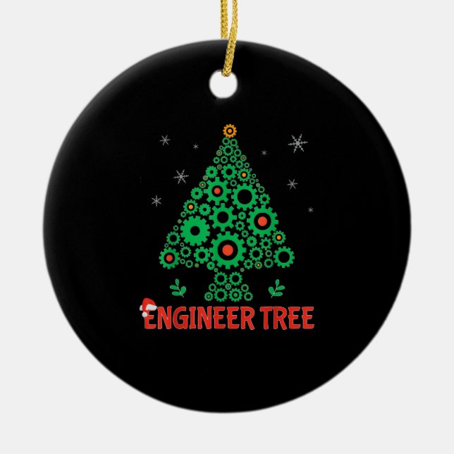 Christmas Engineer Tree Mechanical Engineering Ceramic Ornament (Front)