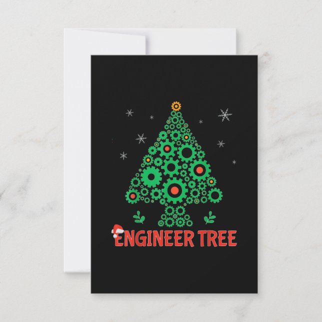 Christmas Engineer Tree Mechanical Engineering RSVP Card (Front)