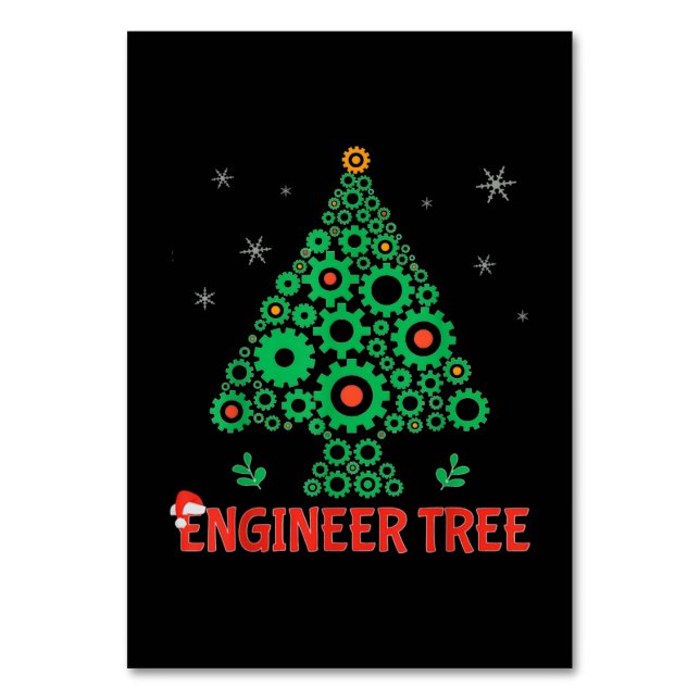 Christmas Engineer Tree Mechanical Engineering Table Number (Front)