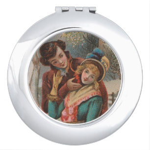 Christmas, England-Vintage Victorian Era Ad, 1980 Compact Mirror