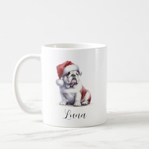 Christmas English Bull Dog Santa Hat  Coffee Mug