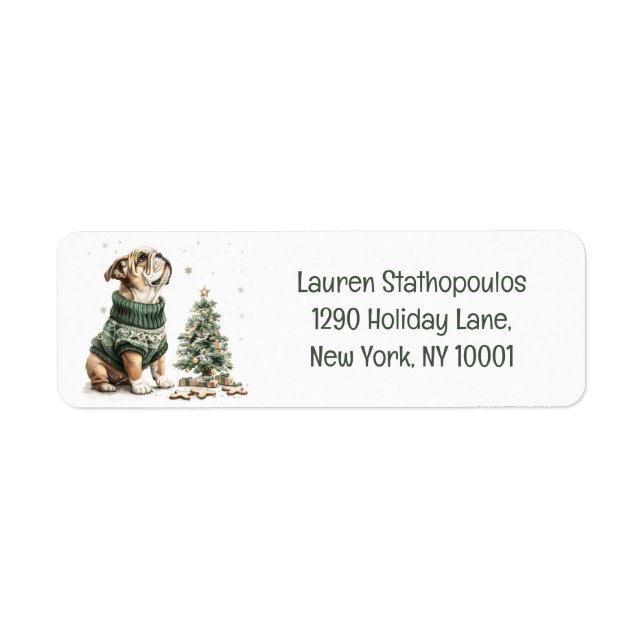 Christmas English Bulldog Christmas Tree Label (Front)