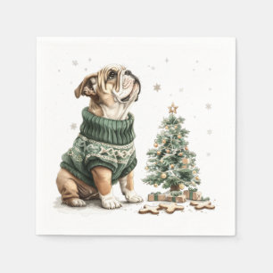 Christmas English Bulldog Christmas Tree Napkins