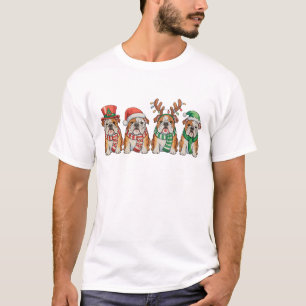 Christmas English Bulldog Dog Santa Hat Reindeer T-Shirt