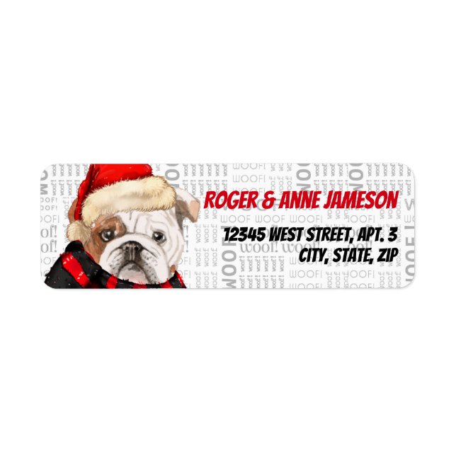 Christmas English Bulldog in a Scarf Label (Front)