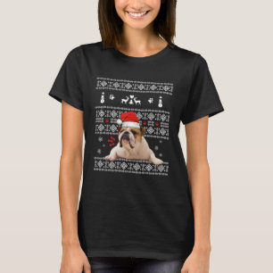 Christmas English Bulldog In Santa Hat Xmas Ugly S T-Shirt