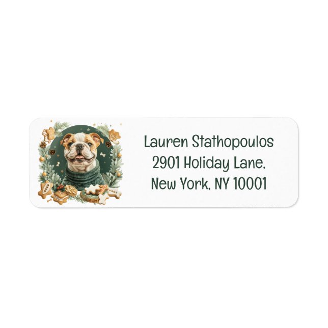 Christmas English Bulldog Label (Front)