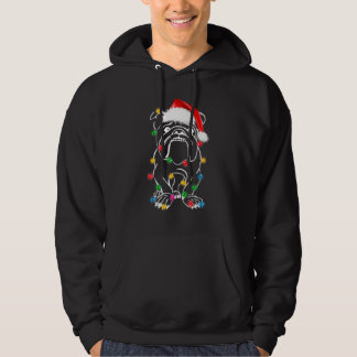 Christmas English Bulldog Lights Santa Hat Xmas  D Hoodie