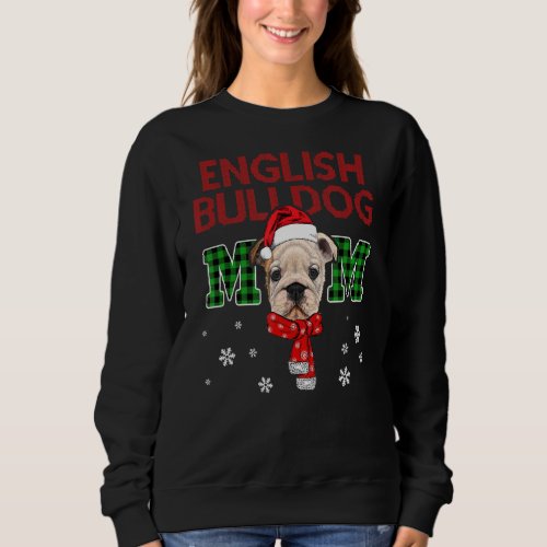 Christmas English Bulldog Mom Plaid Santa Hat Cute Sweatshirt