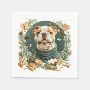 Christmas English Bulldog Napkins