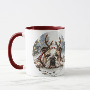 Christmas English Bulldog Reindeer Mug
