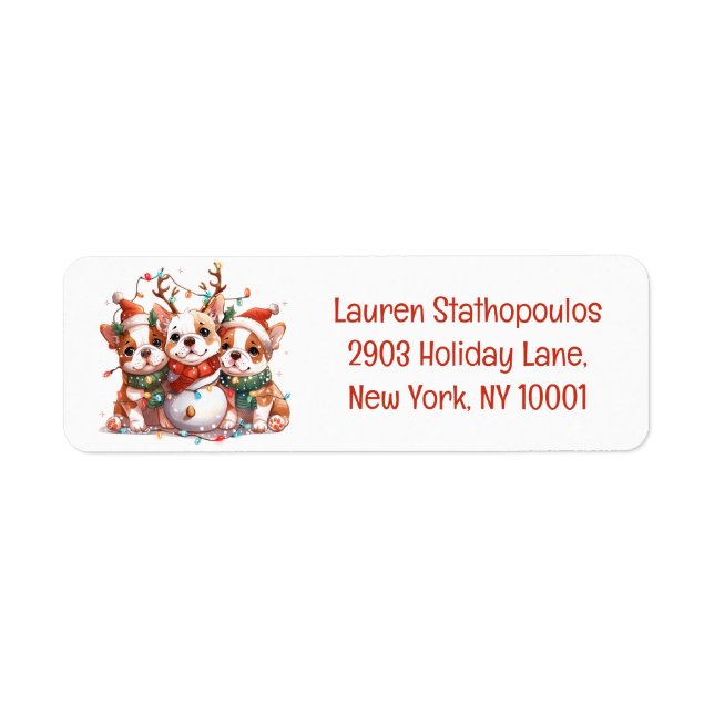 Christmas English Bulldog Reindeer Santa Label (Front)