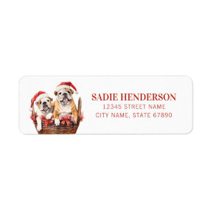 Christmas English Bulldog Return Address Labels