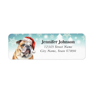 Christmas English Bulldog Return Address Labels