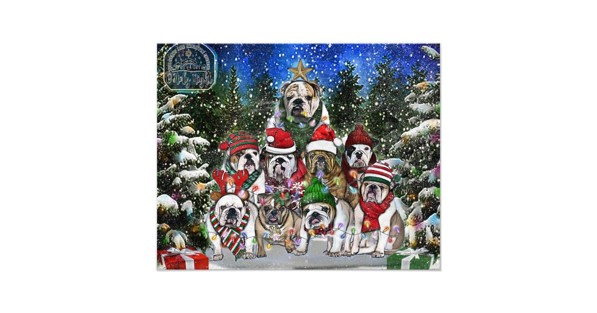 Christmas English Bulldog Tree Photo Print | Zazzle