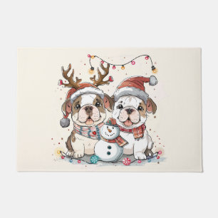 Christmas English Bulldogs Doormat