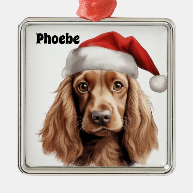 CHRISTMAS ENGLISH COCKER SPANIEL DOG  METAL ORNAMENT (Front)