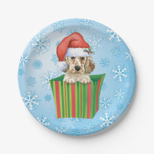Christmas English Setter Paper Plates