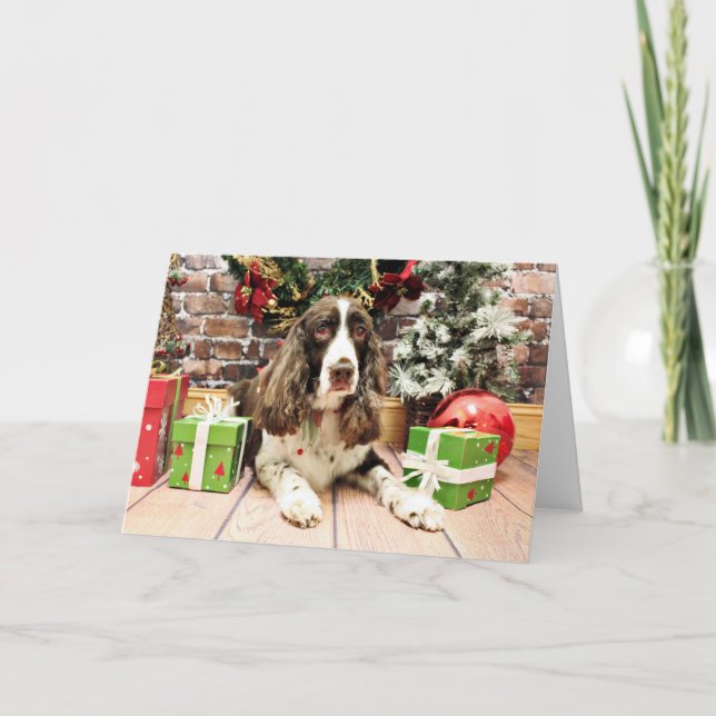 Christmas - English Springer Spaniel - Logan Holiday Card (Front)