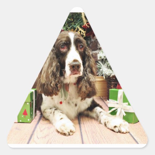 Christmas _ English Springer Spaniel _ Logan Triangle Sticker