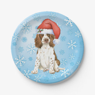 Christmas English Springer Spaniel Paper Plate